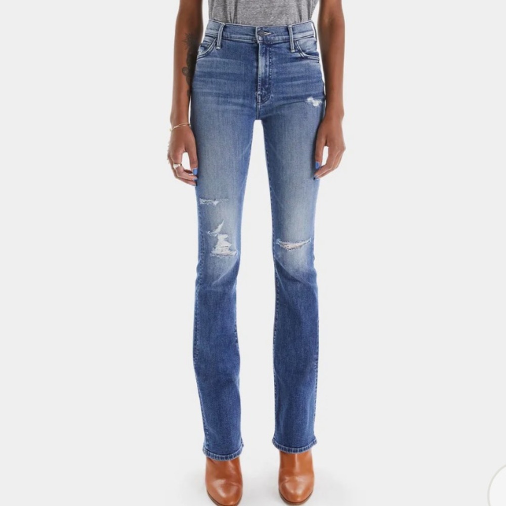 MOTHER Blue Flare Wide Leg Jeans